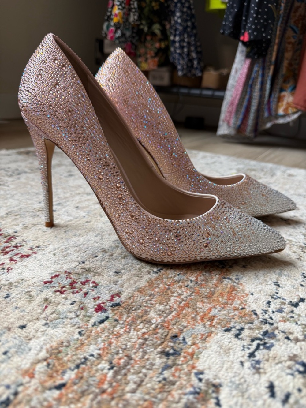 Aldo- Sz 10- Crystal Embellished Pointed-Toe Stiletto Pump